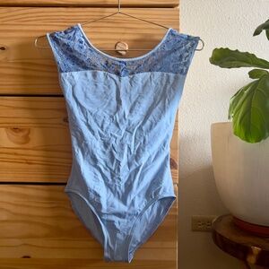 Blue floral mesh Grishko leotard - small